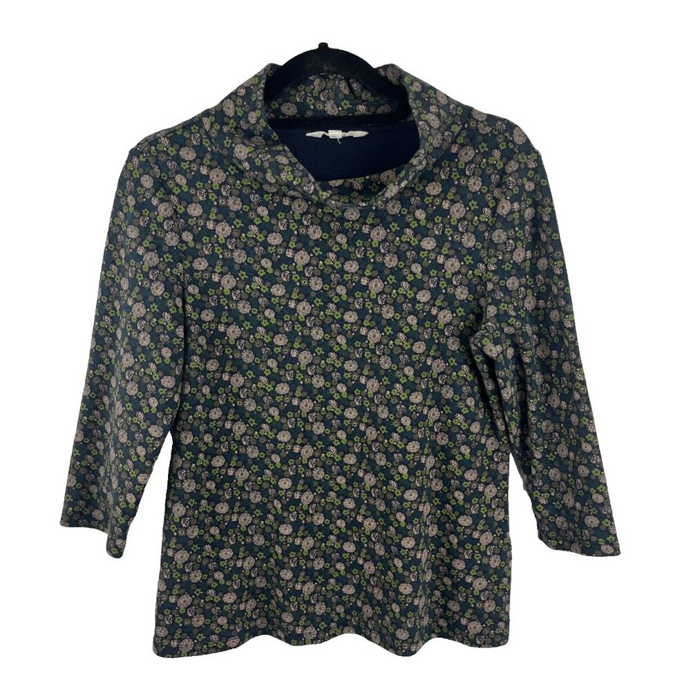 Seasalt Cornwall Floral Green Mockneck Top Womens Size 6